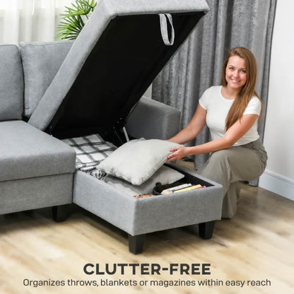 HOMCOM Three-Seater Storage Sofa Bed - Grey