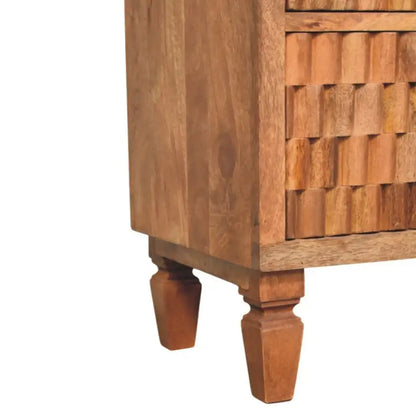 Solid Wood Bedside Cabinet with Eco-friendly Mango Wood, Bedside Table with 3 Drawers for Generous Storage, 35L x 83W x 87H cm, Brown