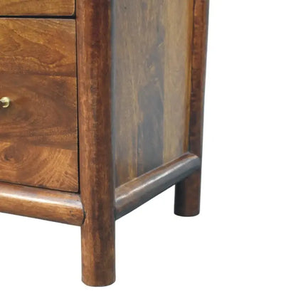 Solid Wood Regency 3-Drawer Chest with Generous Organisation and Elegant Circular Silhouette, Table for Living Room, 35L x 75W x 80H cm, Brown