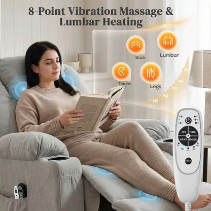 HOMCOM Massage Power Lift Recliner Chair with Pocket Spring, Electric Lift Chair with Wide Backrest, Light Grey