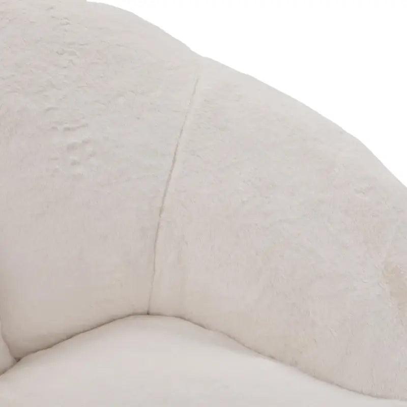 Shell-Shaped Bean Bag Chair with High-Rebound Memory Foam Filling, Ergonomic Floor Lounger with Faux Fur Removable Cover, 100L x 90W x 57H cm, Beige