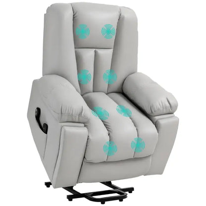 HOMCOM Leathaire Eight Massage Point Armchair, with Reclining Back - Light Grey