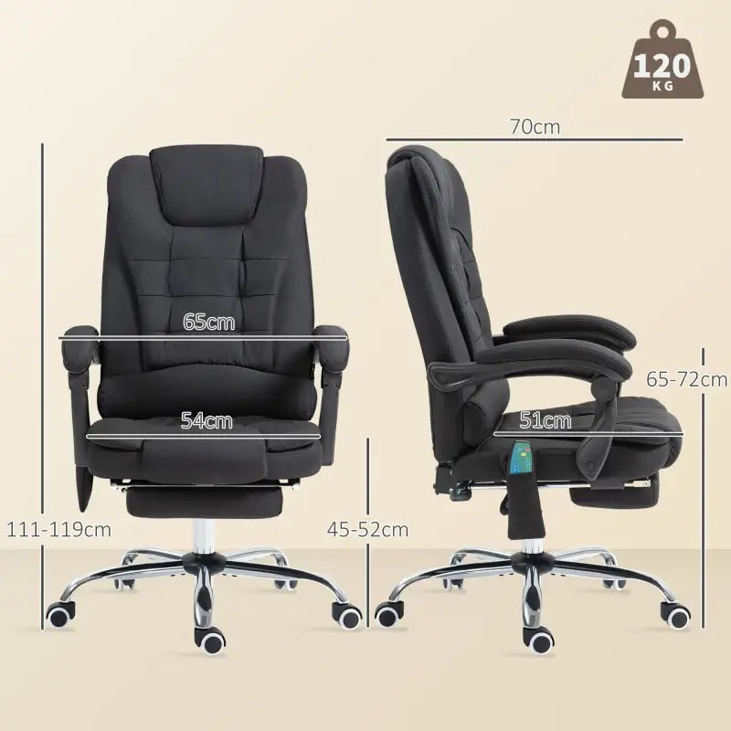 Vinsetto Six-Point Massage and Heated Office Chair with 135°Recline Back - Black