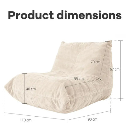 Soft Bean Bag Lazy Sofa with Ergonomic Full-Body Support, Couch with High-Rebound, Stain-Resistant Sponge, 110L x 90W x 67H cm, White