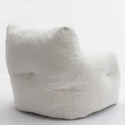 Soft Tufted Foam Bean Bag Snuggle Chair with Teddy Fabric, Ergonomic Backrest, 100x94x70 cm, White Teddy
