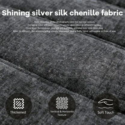 Modern Bean Bag Lazy Sofa with Stylish Chenille Finish, Ergonomic Bean Bag Chair for Compact Spaces, 110L x 90W x 67H cm, Dark Gray