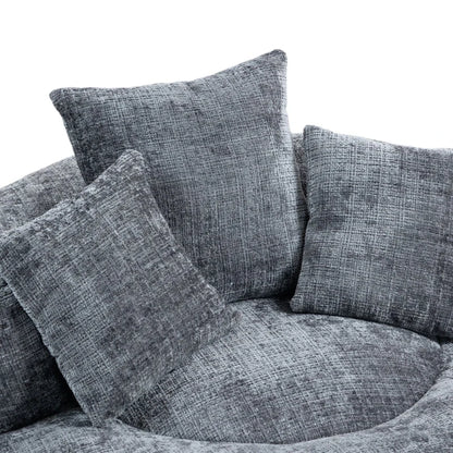 Chenille Bean Bag Chair with Memory Foam Filling, High Back Lounger with Three Pillows for Adults and Kids, 108L x 108W x 52H cm, Gray