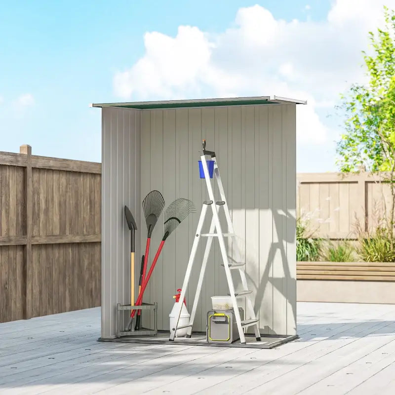 Outsunny 5ft x 3ft Garden Storage Shed, Galvanised Outdoor Metal Shed Waterproof with Sloped Roof, Lockable Door for Patio Tools, Equipment, Green