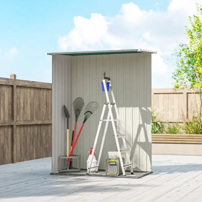 Outsunny 5ft x 3ft Garden Storage Shed, Galvanised Outdoor Metal Shed Waterproof with Sloped Roof, Lockable Door for Patio Tools, Equipment, Green