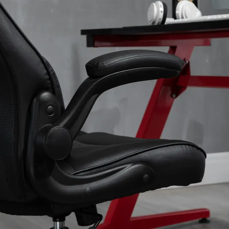 Vinsetto Video Game Chair with Lumbar Support, Racing Style Home Office Chair, Computer Chair with Swivel Base, Flip-up Armrest and Headrest, Black