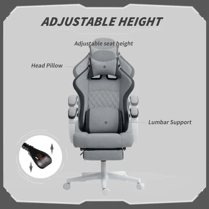 HOMCOM Gaming Chair, Gamer Computer Chair with Footrest, High Back, Lumbar Support, Adjustable Height, Swivel Wheels for Home Office, Grey