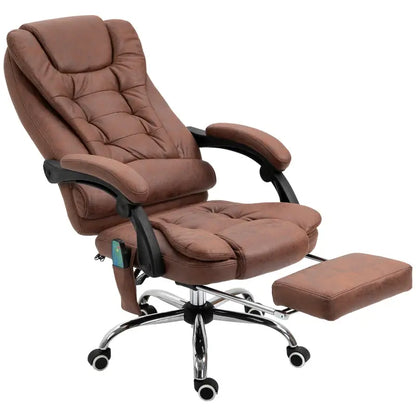 Vinsetto Heated 6 Points Vibration Massage Executive Office Chair Adjustable Swivel Ergonomic High Back Desk Chair Recliner with Footrest Brown