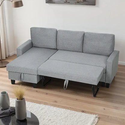 HOMCOM Three-Seater Storage Sofa Bed - Grey