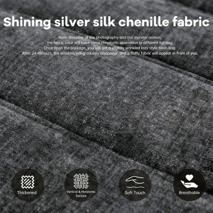 Modern Bean Bag Lazy Sofa with Stylish Chenille Finish, Ergonomic Bean Bag Chair for Compact Spaces, 110L x 90W x 67H cm, Dark Gray