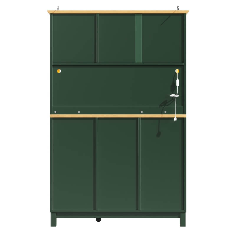 Farmhouse Style Sideboard with Spacious Shelves and Drawers, Versatile Storage Cabinet with Drink Holders, 104L x 40W x 180H cm, Green