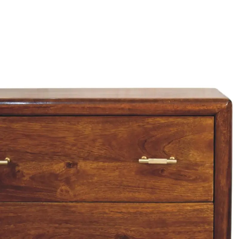 Solid Wood Regency 3-Drawer Chest with Generous Organisation and Elegant Circular Silhouette, Table for Living Room, 35L x 75W x 80H cm, Brown
