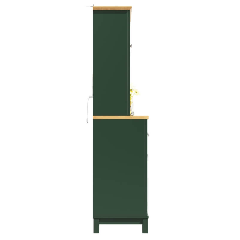 Farmhouse Style Sideboard with Spacious Shelves and Drawers, Versatile Storage Cabinet with Drink Holders, 104L x 40W x 180H cm, Green
