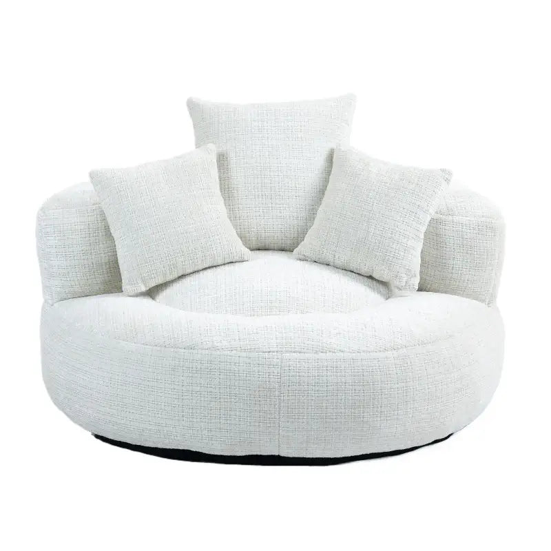 Lazy Sofa Bean Bag Chair with Memory Foam and Chenille Fabric, High Back Design with Three Pillows, 108L x 108W x 52H cm, Beige