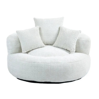 Lazy Sofa Bean Bag Chair with Memory Foam and Chenille Fabric, High Back Design with Three Pillows, 108L x 108W x 52H cm, Beige