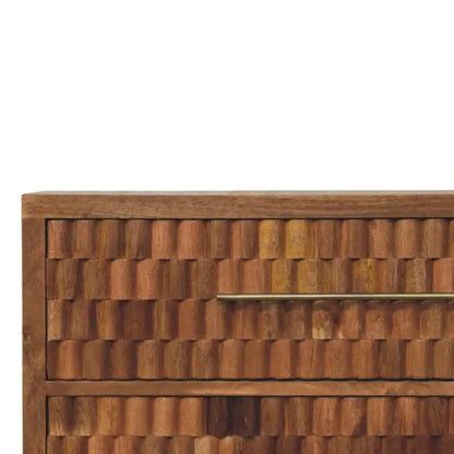 Solid Wood Bedside Cabinet with Eco-friendly Mango Wood, Bedside Table with 3 Drawers for Generous Storage, 35L x 83W x 87H cm, Brown
