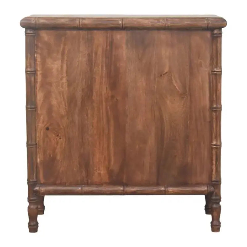 Solid Mango Wood 3-Drawer Chest with Turned Spindle Legs, Bedside Cabinet with Generous Organisation Drawers, 36L x 75W x 80H cm, Brown