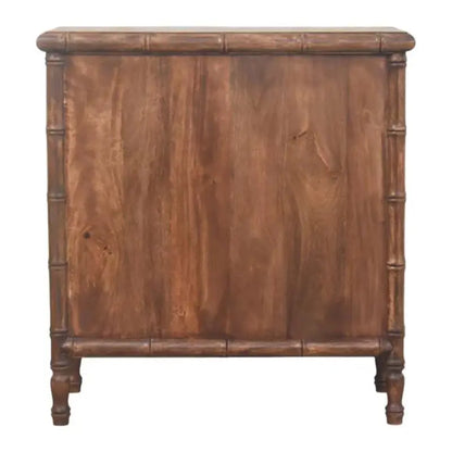 Solid Mango Wood 3-Drawer Chest with Turned Spindle Legs, Bedside Cabinet with Generous Organisation Drawers, 36L x 75W x 80H cm, Brown
