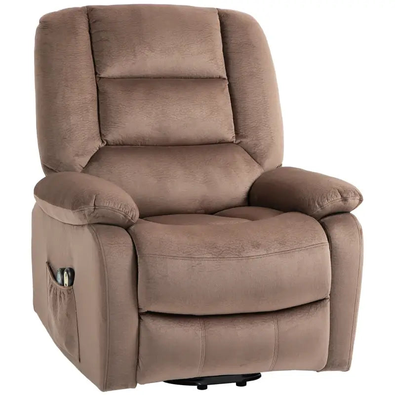 HOMCOM Velvet-Feel Electric Lift-and-Recline Massage Armchair, with Remote - Brown