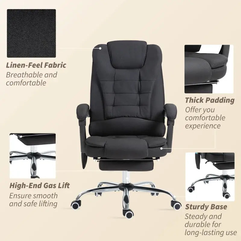 Vinsetto Six-Point Massage and Heated Office Chair with 135°Recline Back - Black