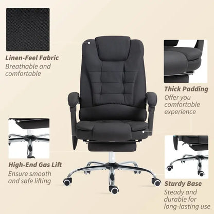 Vinsetto Six-Point Massage and Heated Office Chair with 135°Recline Back - Black
