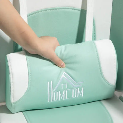 HOMCOM Cat Ear and Paw Reclining Office Chair, with Footrest - Light Blue/White