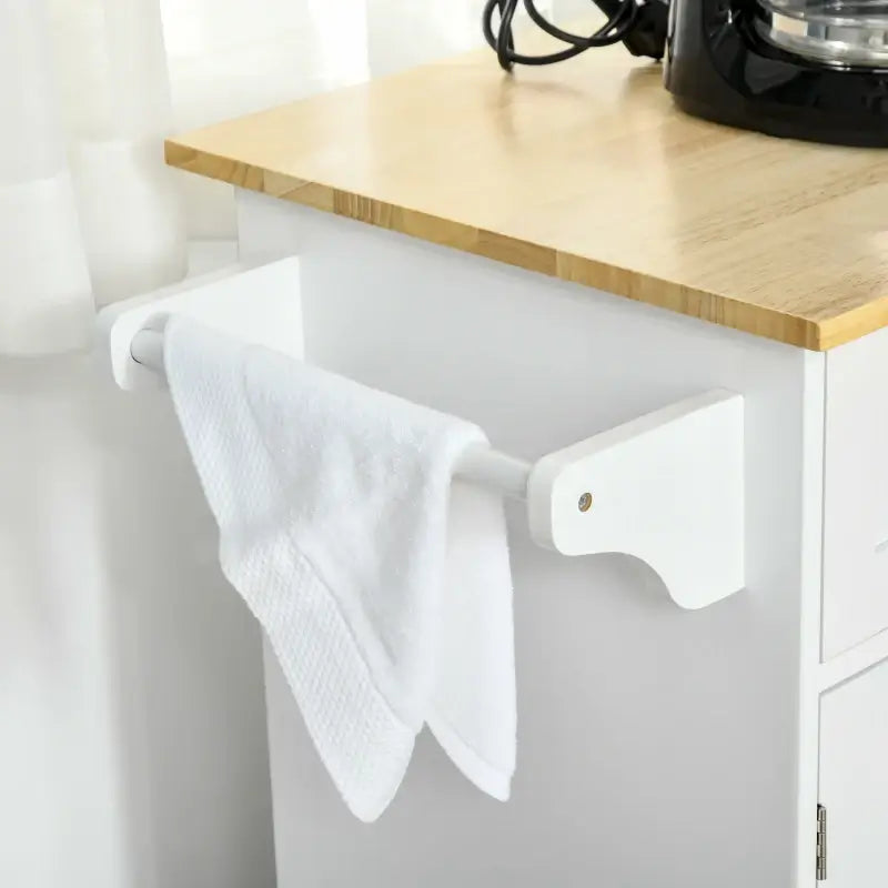 HOMCOM Kitchen Island Utility Cart, with 2 Storage Drawers & Cabinets for Dining Room, White
