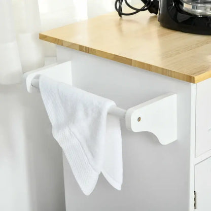 HOMCOM Kitchen Island Utility Cart, with 2 Storage Drawers & Cabinets for Dining Room, White