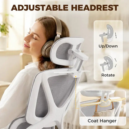 HOMCOM Ergonomic and Adjustable Office Chair - Grey