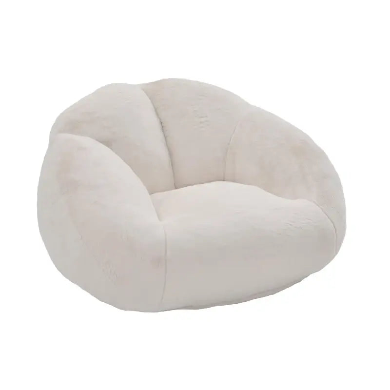 Shell-Shaped Bean Bag Chair with High-Rebound Memory Foam Filling, Ergonomic Floor Lounger with Faux Fur Removable Cover, 100L x 90W x 57H cm, Beige