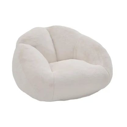 Shell-Shaped Bean Bag Chair with High-Rebound Memory Foam Filling, Ergonomic Floor Lounger with Faux Fur Removable Cover, 100L x 90W x 57H cm, Beige