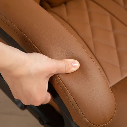 HOMCOM Spring Padded Faux Leather Office Chair with Super Padded, Reclining Office Chair - Light Brown
