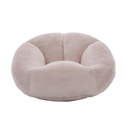 Shell-Shaped Bean Bag Chair with High-Rebound Memory Foam Filling, Ergonomic Floor Lounger with Faux Fur Removable Cover, 100L x 90W x 57H cm, Pink