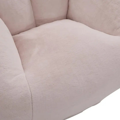 Shell-Shaped Bean Bag Chair with High-Rebound Memory Foam Filling, Ergonomic Floor Lounger with Faux Fur Removable Cover, 100L x 90W x 57H cm, Pink