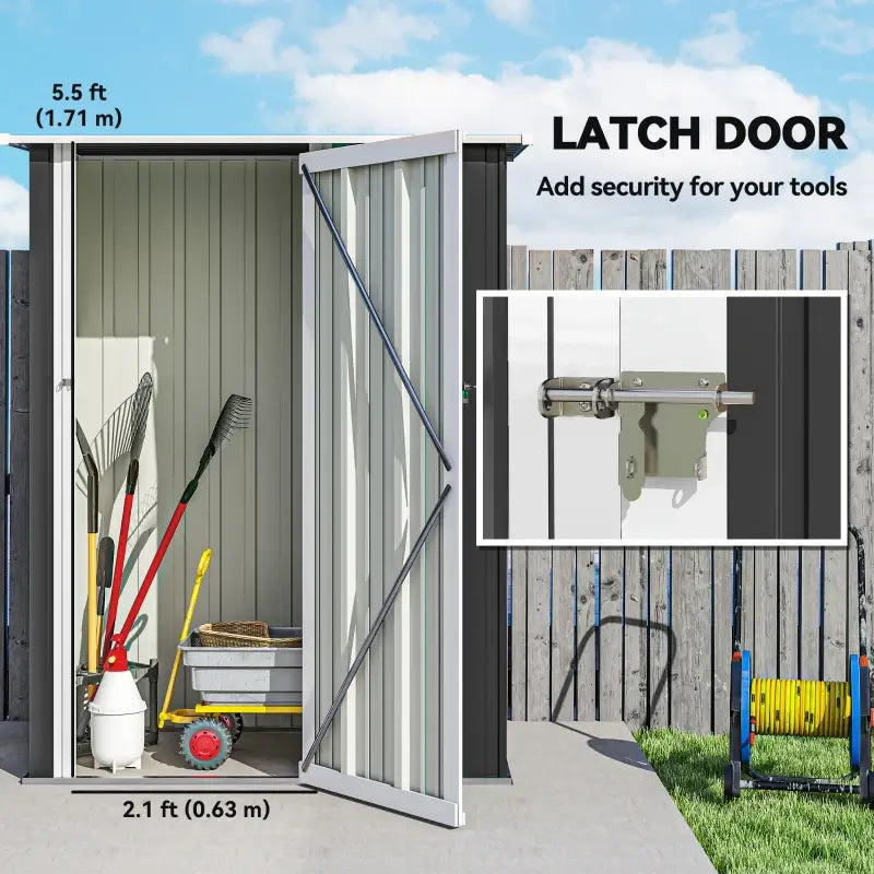Outsunny 5ft x 3ft Garden Storage Shed, Galvanised Outdoor Metal Shed Waterproof with Sloped Roof, Lockable Door for Patio Tools, Equipment, Grey