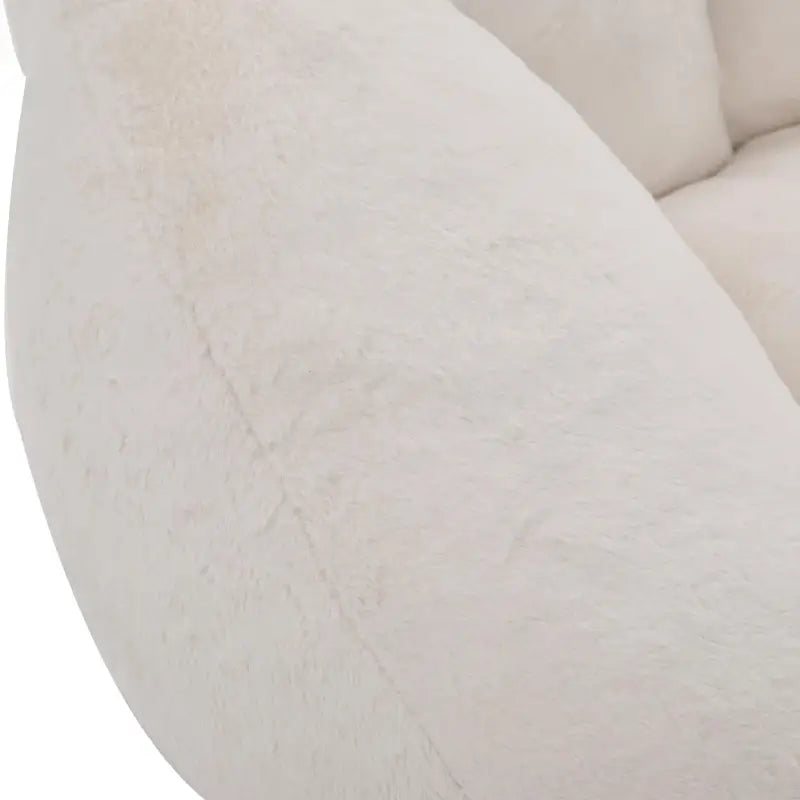 Shell-Shaped Bean Bag Chair with High-Rebound Memory Foam Filling, Ergonomic Floor Lounger with Faux Fur Removable Cover, 100L x 90W x 57H cm, Beige