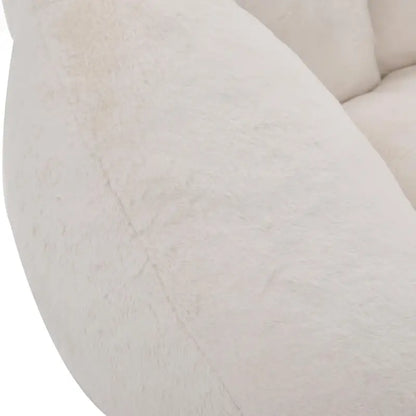 Shell-Shaped Bean Bag Chair with High-Rebound Memory Foam Filling, Ergonomic Floor Lounger with Faux Fur Removable Cover, 100L x 90W x 57H cm, Beige