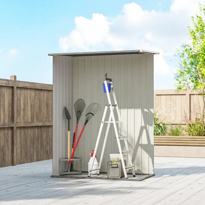 Outsunny 5ft x 3ft Garden Storage Shed, Galvanised Outdoor Metal Shed Waterproof with Sloped Roof, Lockable Door for Patio Tools, Equipment, Grey