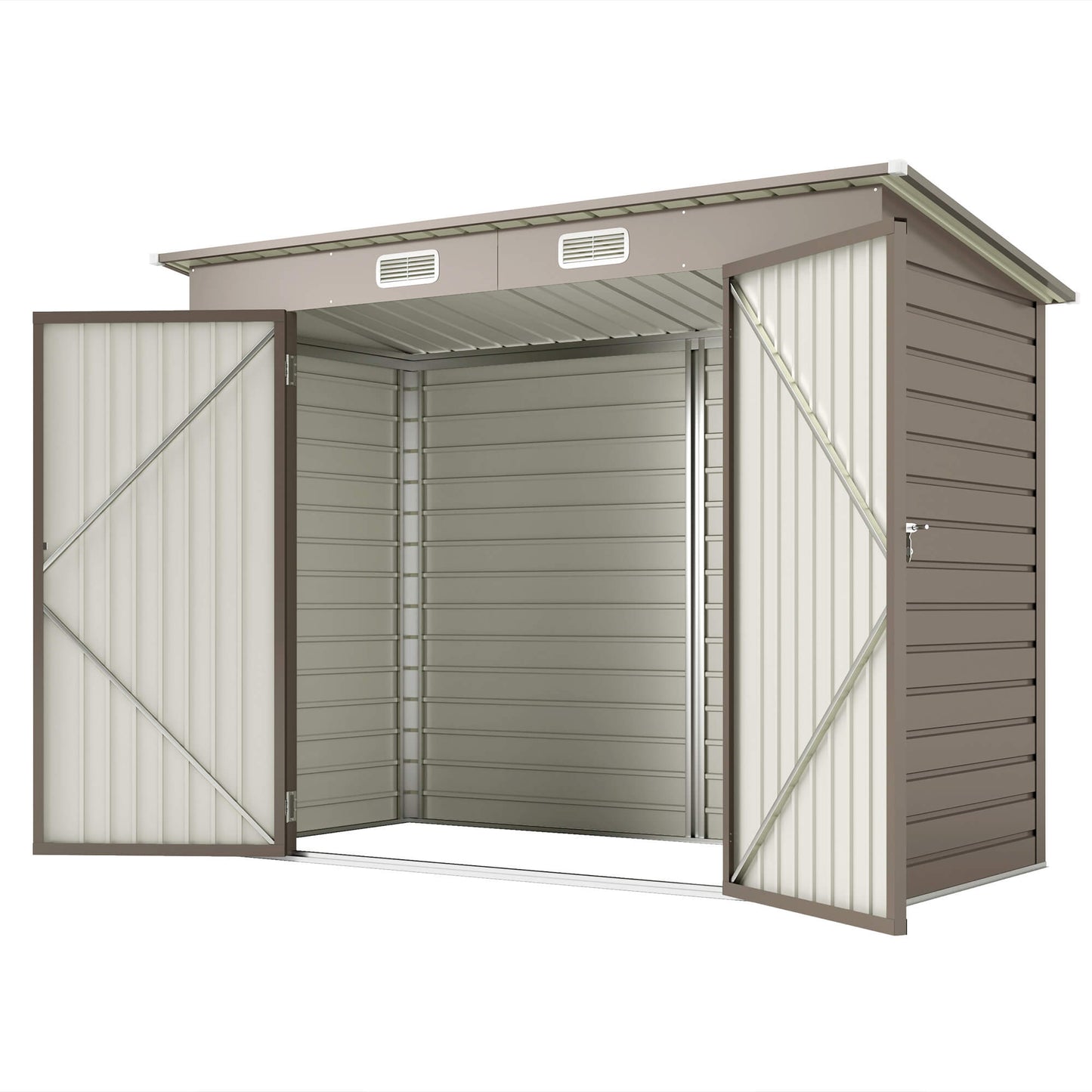 Outsunny 3.7 x 7.9ft Galvanised Steel Shed, with Latched Door and Padlock - Light Grey