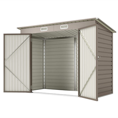Outsunny 3.7 x 7.9ft Galvanised Steel Shed, with Latched Door and Padlock - Light Grey
