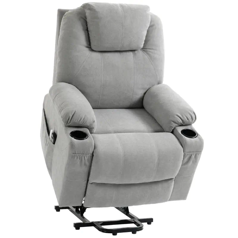 HOMCOM Massage Power Lift Recliner Chair with Pocket Spring, Electric Lift Chair with Wide Backrest, Light Grey