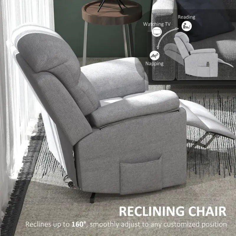HOMCOM Power Lift Recliner Chair, Electric Lift Chair for Elderly, Overstuffed Linen Fabric Riser and Reclining Armchair with Remote Control, Side Pockets, for Living Room, Grey