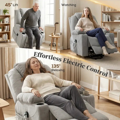 HOMCOM Massage Power Lift Recliner Chair with Pocket Spring, Electric Lift Chair with Wide Backrest, Light Grey