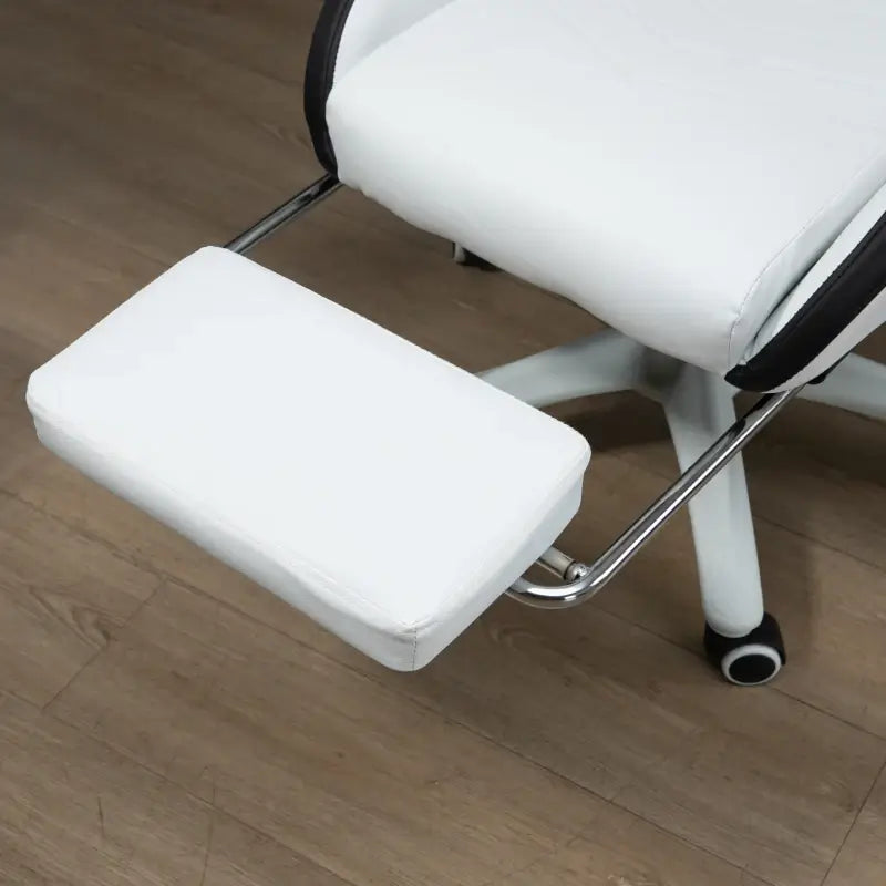 Vinsetto Gaming Chair, Computer Gamer Chair with Reclining High Back, Headrest, Lumbar Support, Footrest, Swivel Wheels, PU Leather, Adjustable Height for Home, White and Black