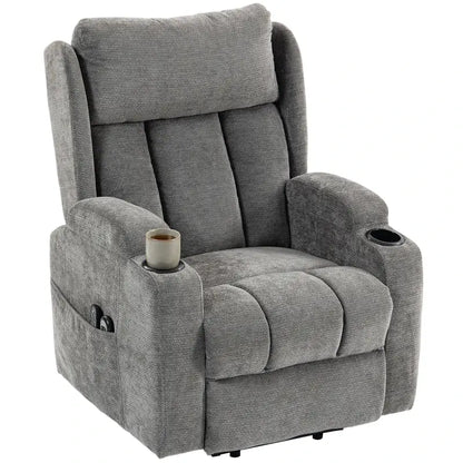 HOMCOM Power Lift Recliner Chair with Vibration Massage and Heat, Chenille Riser and Recliner Armchair for Elderly, Grey