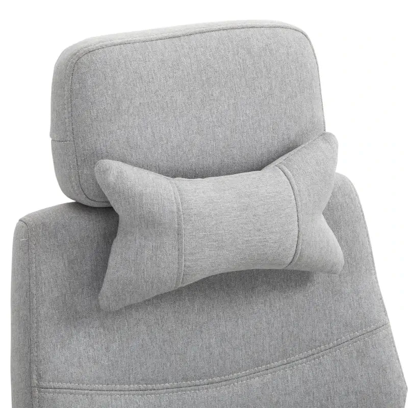 Vinsetto Office Chair, High Back Fabric Work Chair with 160° Reclining Backrest, Retractable Footrest, Neck and Lumbar Pillow, Light Grey